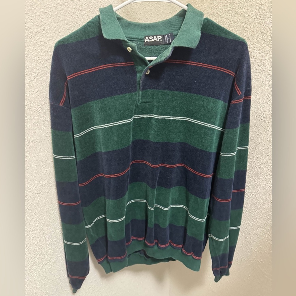 Men's Striped Green and Blue Sweatshirt